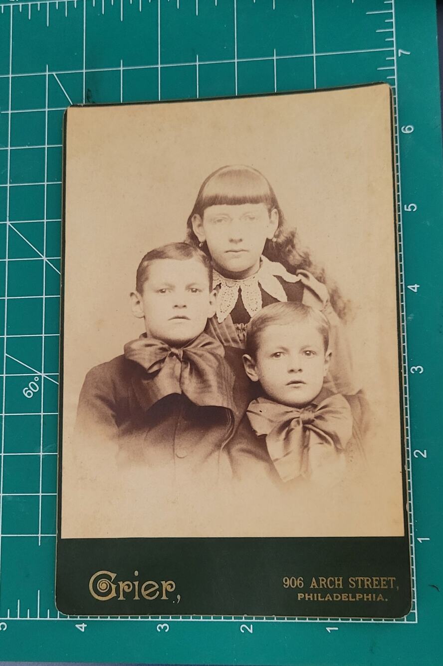 Antique Victorian Cabinet Card Shaw Children Siblings Grier Philadelphia